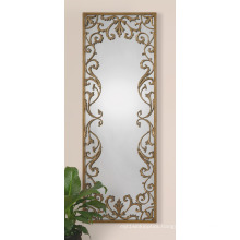 Bathroom Mirror / Metal Framed with Resin Flowers Decorated Wall Mirror